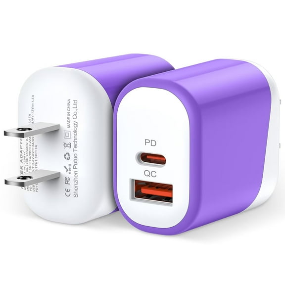 USB C Charger Wall Charger Block,2PCS AILKIN PD 20W Type C Block Charger QC3.0 Fast Charging Charger Plug Power Adapter USB C Brick Cube For Android Phone Fast Charger Block