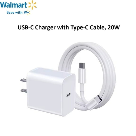 20W USB-C Fast Charger with Type-C Cable Compatible with iPhone, iPad & Android Devices