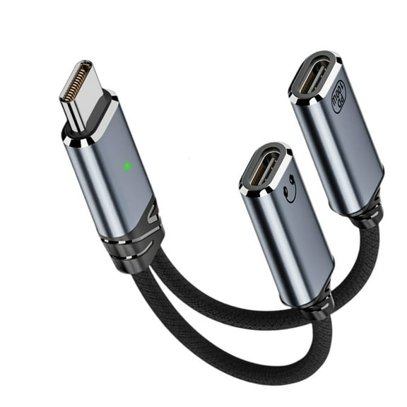 USB C Charging Adapter 2 in 1 USB C Splitter Short Type C Charging Cable with USB Female and USB C Female for Phone