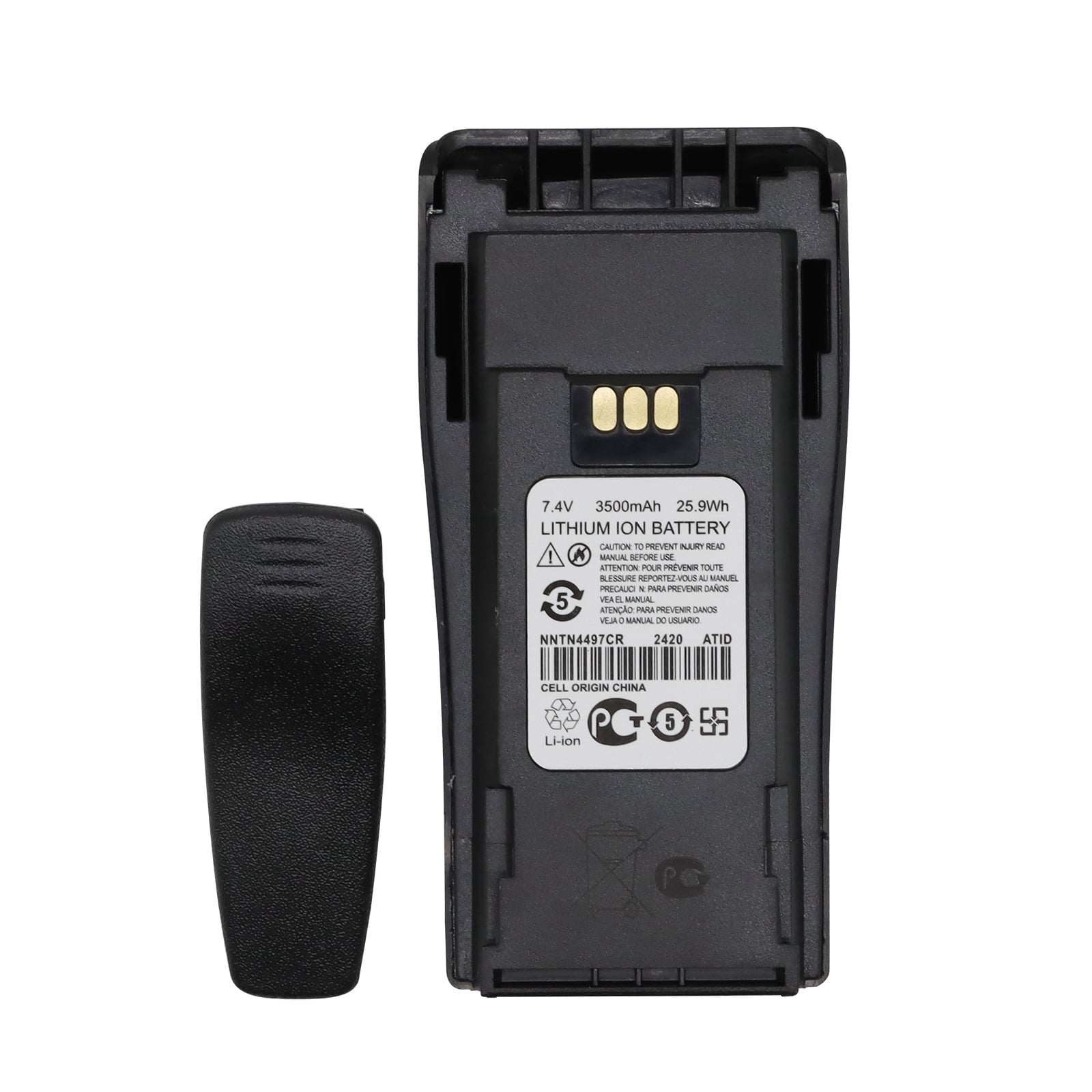 NNTN4497CR Replacement Battery For Motorola Radios - 3350mAh Li-Ion, Type-C USB Charging, For CP/EP/GP Series Two-Way Radios