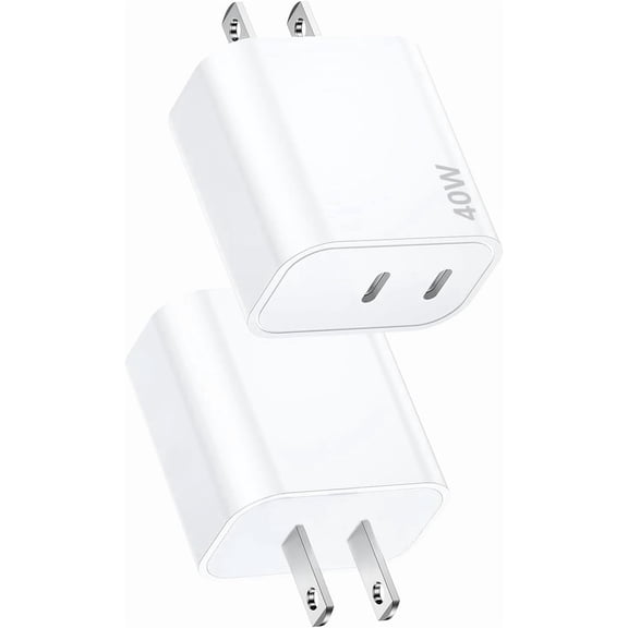 for USB C Charging Block Fast Charger,2Pack 40W Dual Port Fast USB C Wall Charger Block,Type C Charging Plug Power Adapter Compatible with iPhone 17 Pro Max/Air/17e/16e/16 Plus/15/14/13/12/11/XS/