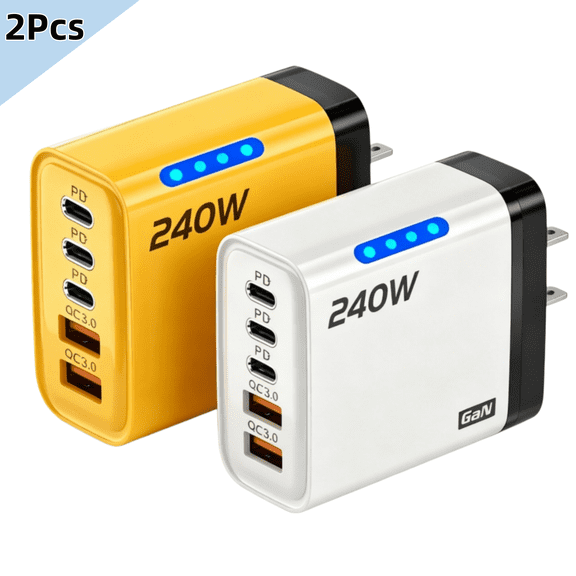 USB C Charging Blocks, 240W USBC Wall Charger Block, Type C iPhone USB C Charger Charging Brick, 6-Port Multiport Charger Plug Power Adapter for iPhone 17/16/15/14/Pro Max, GalaxyS25 26,iPad