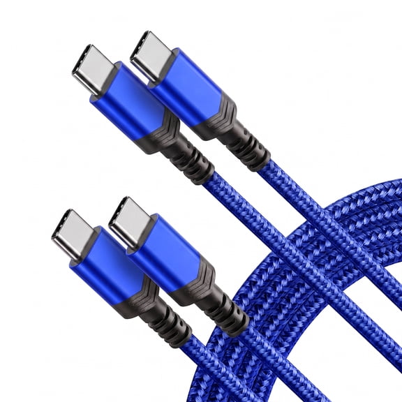 USB C Charging Cable 6.6FT 2 Pack, 60W Right Angle Braided USB‑C to USB‑C Cable, Fast Charging Cord for Phones & Tablets (Blue)