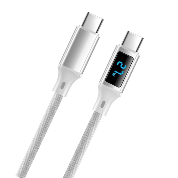 USB C Charging Cable With Digital Power Indicator 60W Quick Charge Aluminum Connector For Tablets Cameras Headphones