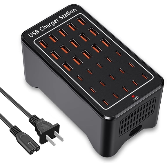 USB C Charging Station,150W 30 Ports USB C Charger15USB-C + 15USB-A,Multiple Devices Charger Compatible with Samsung/iPhone/iPad/Google Pixel/Tablets and Other USB Electronics