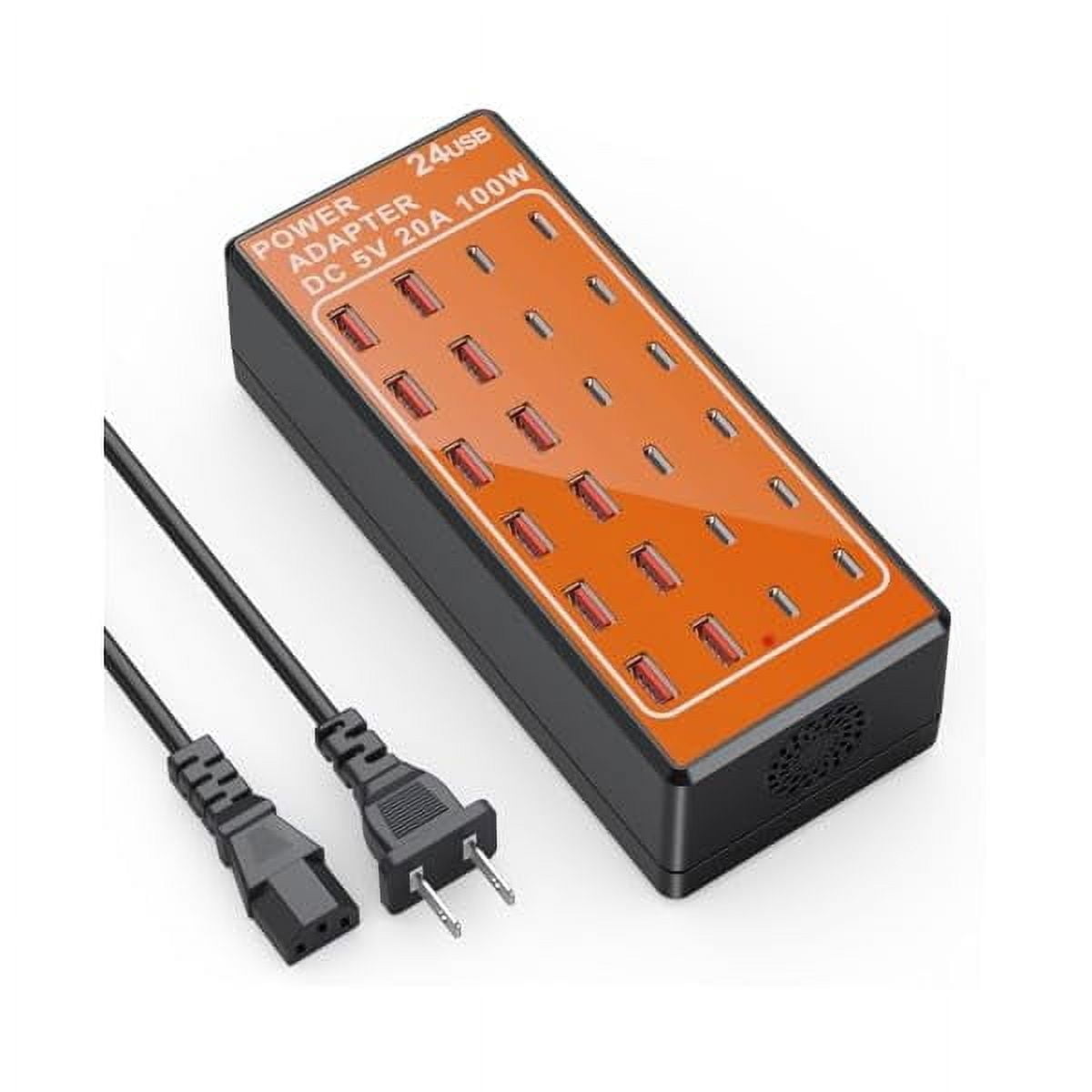 24-Port 100W (20 A) USB Charging Station, Home-Sized Desktop USB Fast Charger, Multiple USB Desktop Chargers for Hotels, Schools, Shops, Shopping mall 24 Port USB Charging Station - 100W 5V 20A Desktop Charger