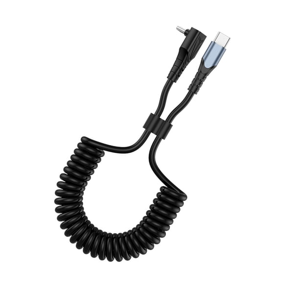 USB C Coiled Cable PD60W Fast Charging and Data Transfer Expandable 150CM For Phone 15 16 Pad And More Power Cord