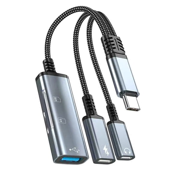 USB C Converters With 60W Power Charging Music Playbacks USB A 2.0 Data Transfer for Phone 15/16/17