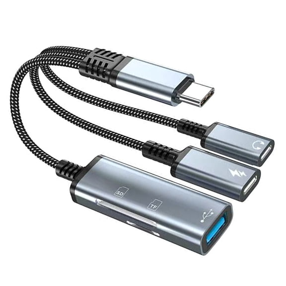 USB C Converters With 60W Power Delivery Charging Music Playbacks USB A 2.0 Data Transfer for Phone 15/16/17
