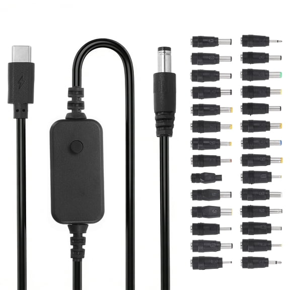 USB C to DC PD Adapter with 28 Connector Tips, 1.18m/3.9ft 5V 9V 12V 15V 20V PD Trigger Cable Type-C to DC Power Cable Charger Converter for Routers, Laptop, Speaker