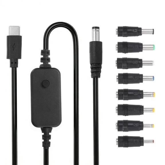 USB C to DC PD Adapter with 8 Connector Tips, 1.18m/3.9ft 5V 9V 12V 15V 20V PD Trigger Cable Type-C to DC Power Cable Charger Converter for Router, Laptop, Speaker