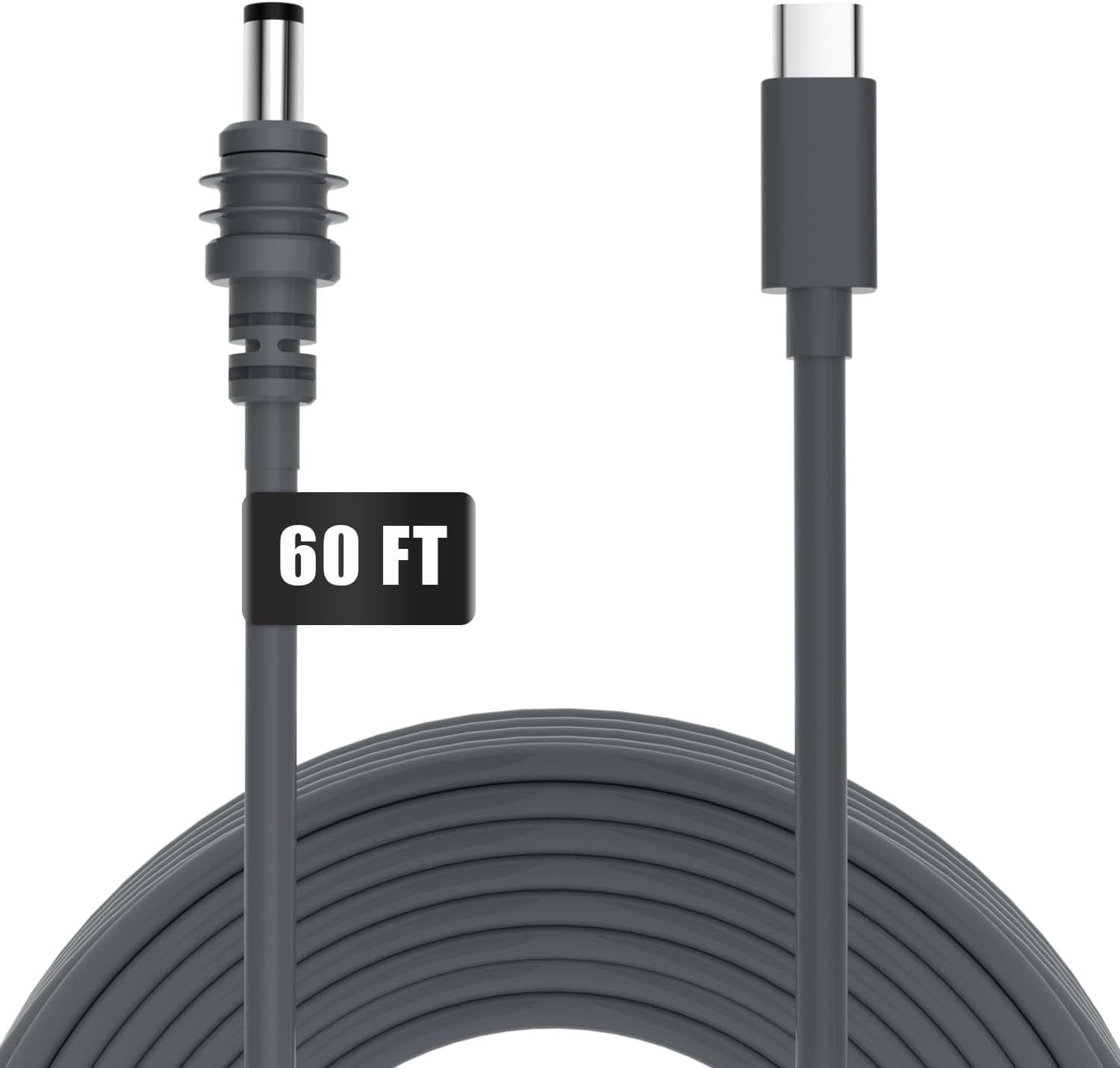 USB C to DC Power Cable for Starlink Mini, Max Power 140W Input Type C to DC Cable, 18AWG 20M/60FT Replacement Cable for Star Link Mini Waterproof Grey