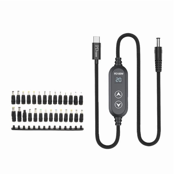 USB C DC5.5mm Power Supply 100W With 5V/12V/15V/19V/20V Multiple Output USB To Direct Power Cord 28 Adapters For Laptops