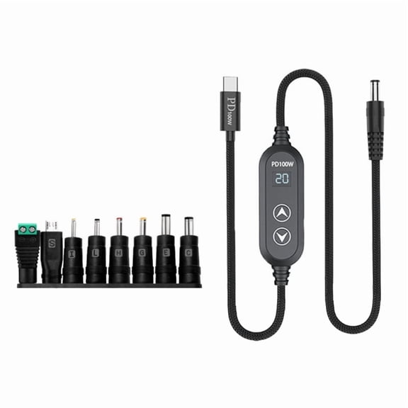 USB C DC5.5mm Power Supply 100W With 5V/12V/15V/19V/20V Multiple Output USB To Direct Power Cord 8 Adapters For Laptops