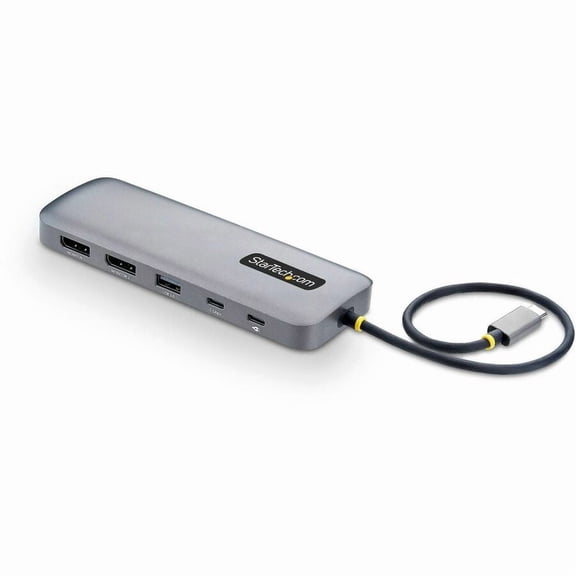 StarTech USB-C to Dual-DisplayPort Multiport Adapter, 100W Power Delivery Charging, 2x 4K 60Hz, 5-Port 5Gbps Hub, GbE, Mini Dock