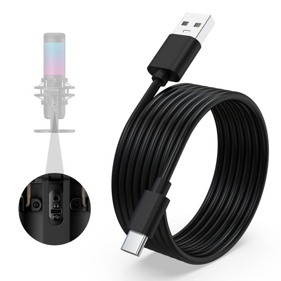 USB C Data Charging Cable 10ft 3m for Gaming Microphones Compatible with QuadCast 2 QuadCast S SoloCast TC30 Wave 3