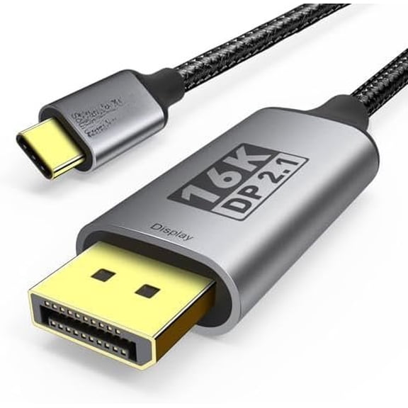 USB-C to DisplayPort 2.1  | 16K@30Hz 8K@120Hz 4K@240Hz 40Gbps Type C to Display Port Cord [Thunderbolt 3/4/5 Compatible] DP  for  16/15,Galaxy S24,MacBook Pro/Air,iPad - 3FT
