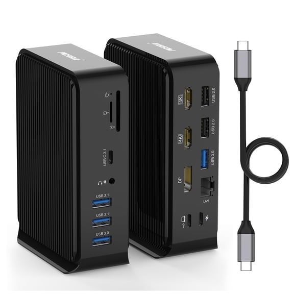 USB C Docking Station,16-in-1 Triple Display Universal Laptop Docking Station with Dual 4K HDMI/DP, 6XUSB-A,USB-C(10Gbps), RJ45, Audio,100W PD, SD/TF for Window,Mac OS