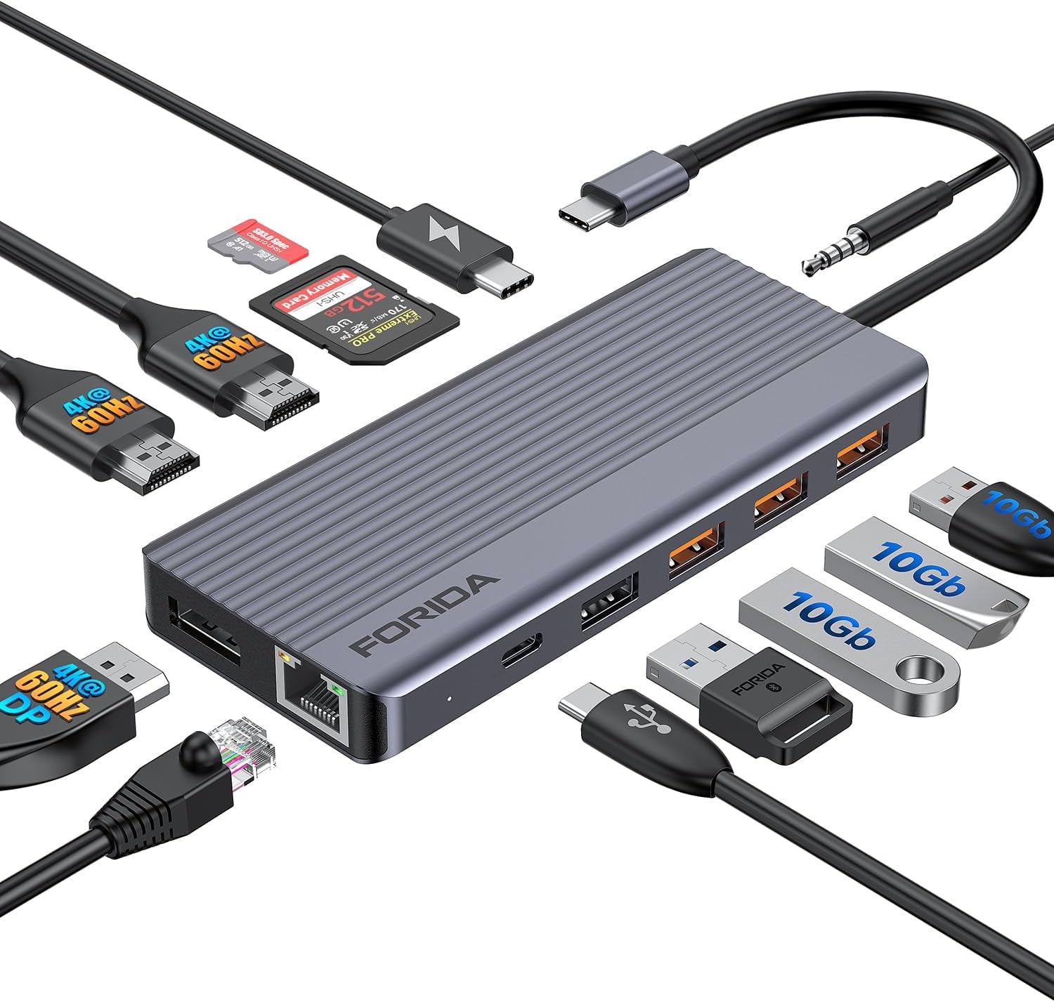 USB C Docking Station 3 Monitors, 13ports USB C Dock Hub Multiport