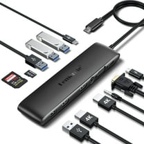 USB C Docking Station Clearance with 10 Gbps USB C/A Data Port,12-in-1 Adapter with Dual 4K HDMI, VGA, 4 USB A 3.1/2.0, USB C 3.1 Hub, 100 W PD, SD/TF, Audio, for Windows, MacBook, Dell etc