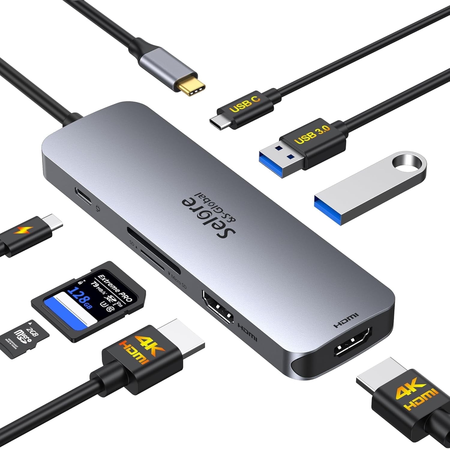 USB C Docking Station with Dual HDMI, PD Charging, SD/TF Card Readers, USB 3.0 Ports for Dell/HP/Lenovo/Surface/Laptops Etc.