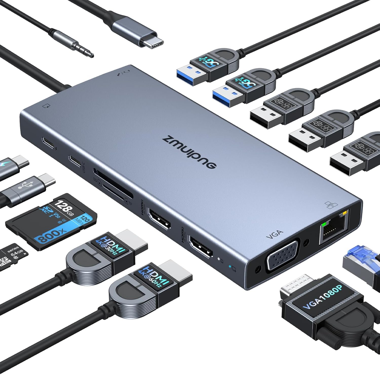 Thinkpad Doggle USB C Docking Station Dual Monitor 15 in 1 Laptop Docking Station ...