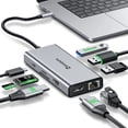 thumbnail image 1 of USB C Docking Station Dual Monitor, 9 in 1 Laptop Docking Station for MacBook Pro/Surface/XPS/HP, USB C Dock USB C Multiport Adapter with Dual 4K@60Hz, 3 X USB, Gigabit Ethernet,100W PD, SD/TF, 1 of 7