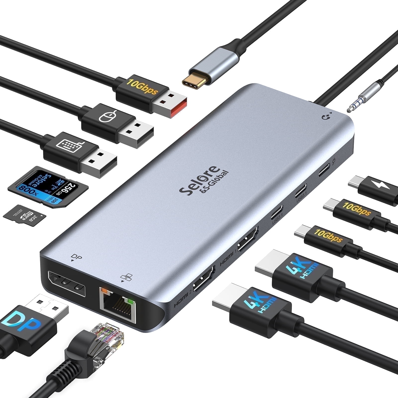USB C Docking Station Dual Monitor Laptop Docking Station with HDMI,Charging,Ethernet,SD/TF,DP,Audio