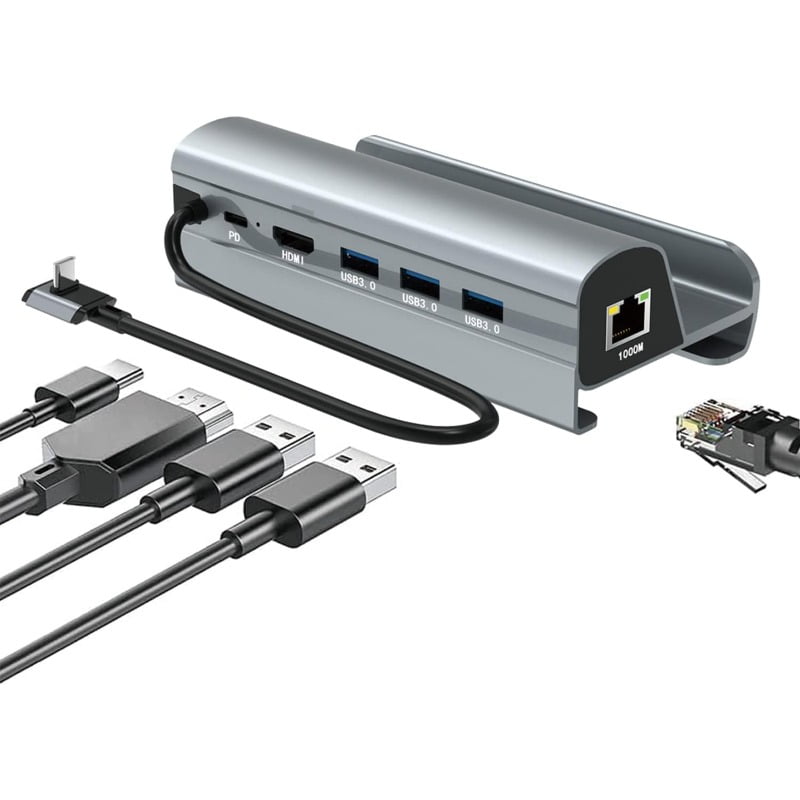 USB C Docking Station for Steam Deck, 6 in 1 Steam Deck Dock with HD 2.0 4K@60Hz, Gigabit Ethernet, 3 USB-A 3.0 and USB-C PD Charging Steam Deck Hub