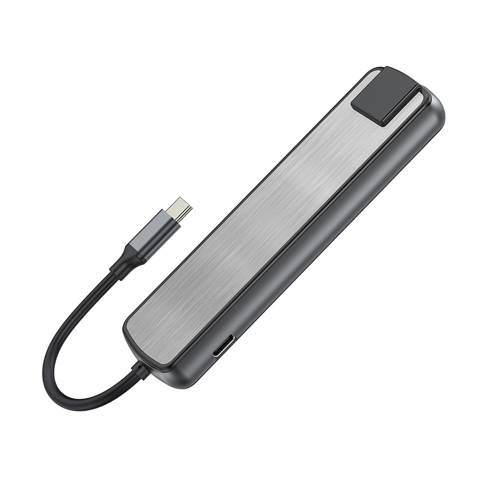 USB C Docking Station 6 in 1 Auminum USB C to USB3.0 PD60W Gigabits Ethernet Port 3x USB Adapter for Laptops
