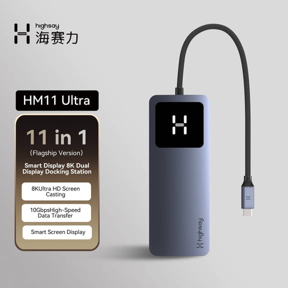 USB C Docking Station with LCD Display, Dual HDMI 8K@30Hz, 100W PD Charging, 10Gbps Data Transfer, 2.5G Ethernet for Laptop/Tablet/Phone
