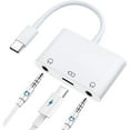 thumbnail image 1 of USB C to Dual 3.5mm Headphone Adapter 3-in-1 Type C to Headphone Jack Splitter with Fast Charging Port USB C to Dual Earphone Converter Compatible with iPad Pro Galaxy Pixel HTC etc, 1 of 1