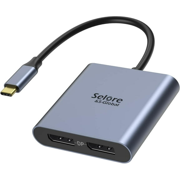 USB-C to Dual 4K DisplayPort Splitter Adapter, USB Type C to Displayport Dual Monitor Converter 4K 60HZ, USB C Displayport Hub Compatible for Dell XPS 13 15,Lenovo Yoga,Sumsung Chromebook,HP etc