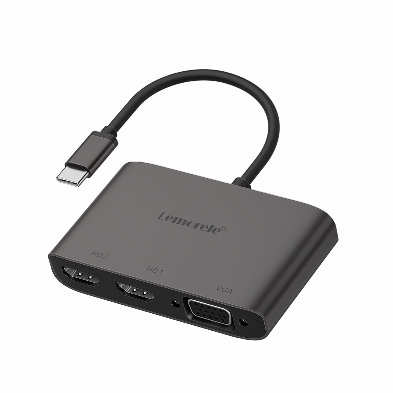 USB C to Dual HDMI Adapter, Compatible with Thunderbolt 3/4 Ports, Single 4k@60hz and Dual 4k@30hz, With VGA and 3.5mm Audio Interface，USB C Switcher Supports Windows/Macos/Android