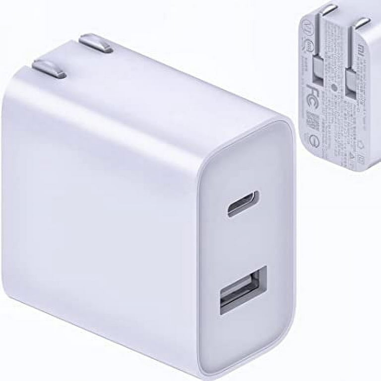 USB C Dual Port High Speed Wall Charger, Mi 33W SonicCharge, 2 Output  Ports: USB Type-C and USB-A, Foldable Plug, Portable & Compatible 