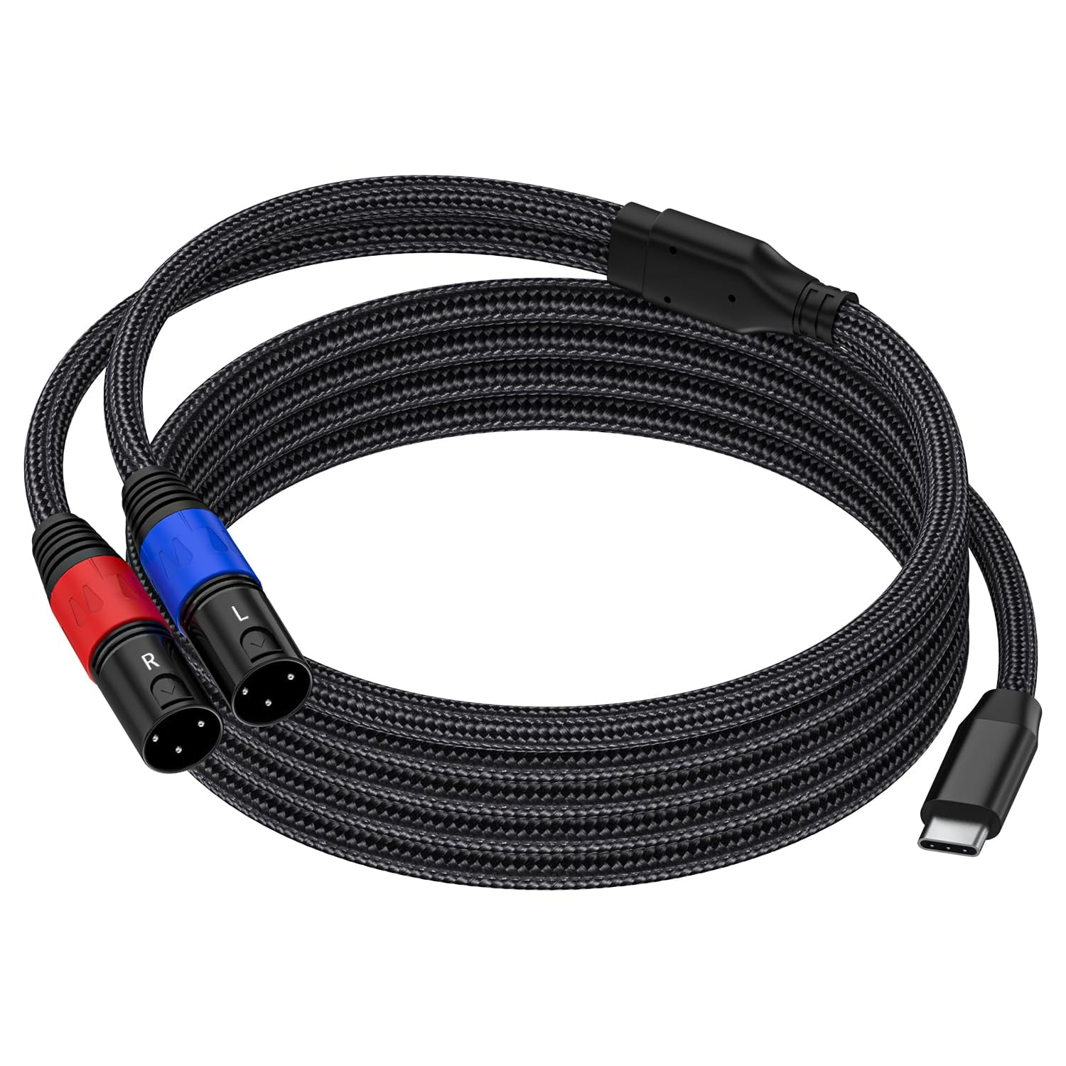 USB C to Dual XLR Male Audio Cable(3.3 FT / 1 Pack), Stereo Power