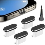 USB C Dust Plug, 4 Pack Type C Anti Dust Plug Cover Charging Port Protector Cap with Cleaning Brush for iPhone 17, 16, 15 Series, Samsung Galaxy S22/S21/S20, Note 20/10, All USB C Devices