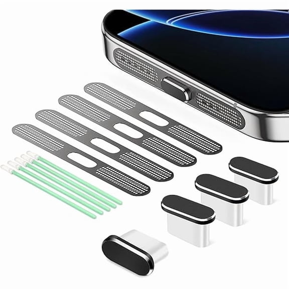 USB C Dust Plug, 4 Pack USB C Port Cover, Type C Charging Port Plug Cover with Speaker Dust Cover, Phone Accessories for iPhone 17/Ari/17 Pro/17 Pro Max, iPhone 16/16 Plus/16 Pro/16 Pro Max/iPhone 15