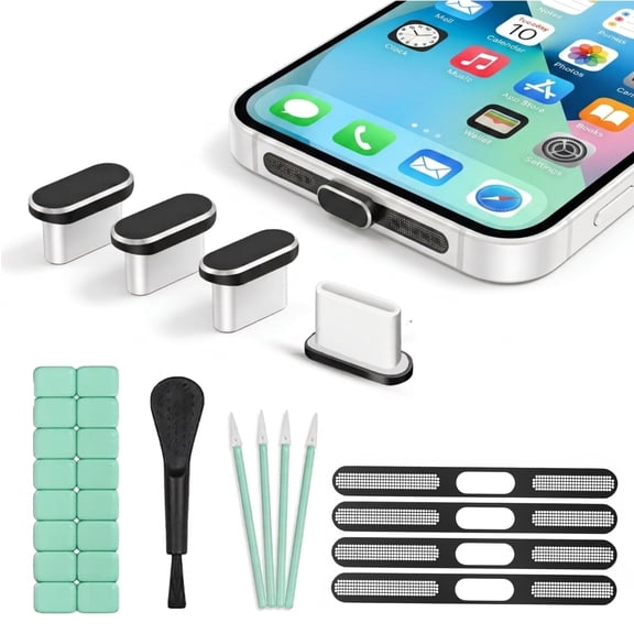 USB C Dust Plug , Speaker Dust Mesh,4 Pack Type C Charging Port Covers for iPhone 17/17 Pro/16/16 Plus/16 Pro/16 Pro Max/15/15 Pro Max, Anti-Dust Phone Accessories (Black)