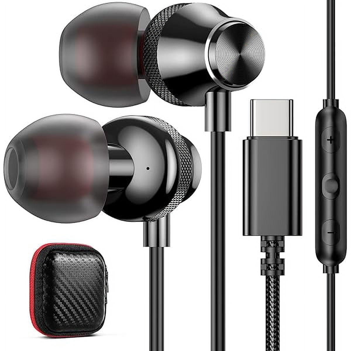 USB C Earbuds for Google Pixel 9 8 8A 7 7A 6A 6 Apple iPhone 16 Pro Max 15 Plus 16e iPad Corded Headphones Wired Type C Earphone Microphone for Samsung S25 S24 S23 S22 S21 Ultra OnePlus Android Black
