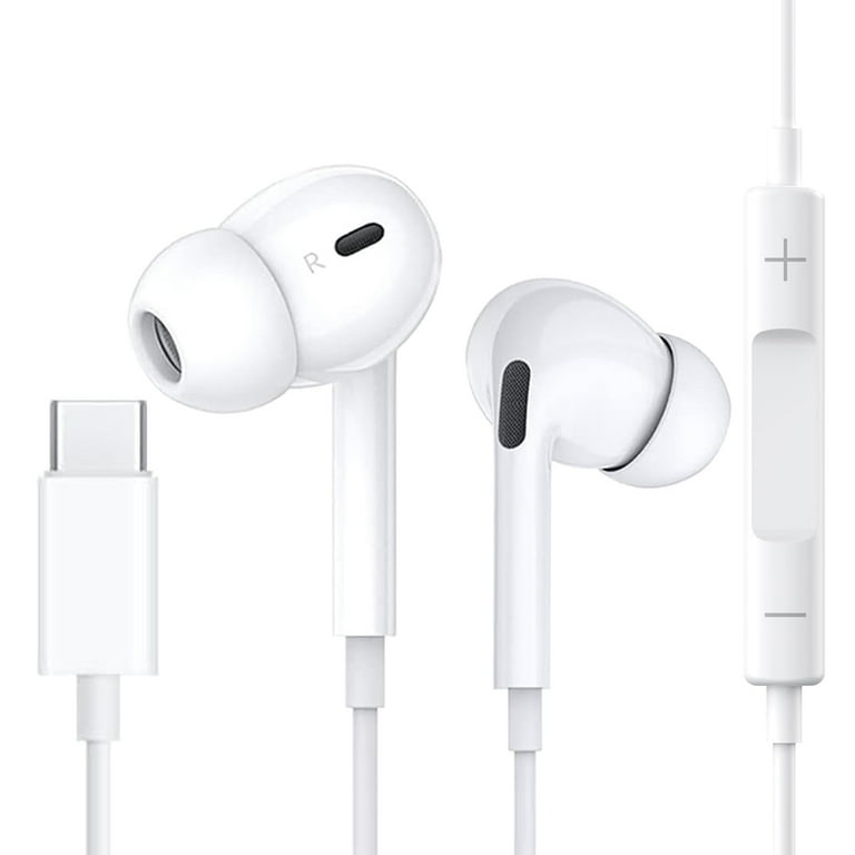 USB C Earbuds with Microphone USB C Headphones Wired with Noise Isolating Type C Earphones with Powerful Heavy Bass Stereo Compatible with Android