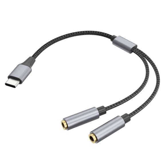 USB C Earphone Music Cable TypeC Male to Double 3.5mm Female Headsets Adapters Y Splitters Headphones Mic Cable