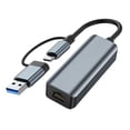 thumbnail image 1 of USB C to Ethernet Adapter, 2 in 1 USB to Ethernet RJ45 Adapter LAN Network Adapter Supports 1000Mbps Internet Bandwidth, Compatible with PC, Laptop, MacBook, 1 of 8