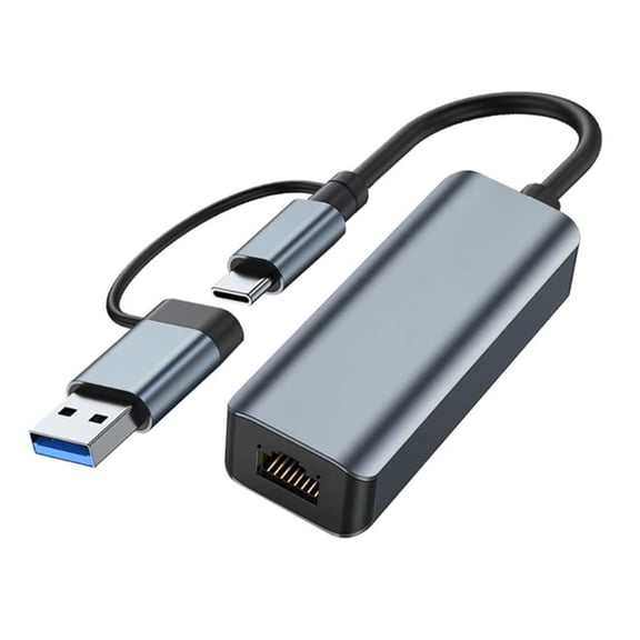 USB C to Ethernet Adapter, 2 in 1 USB to Ethernet RJ45 Adapter LAN Network Adapter Supports 1000Mbps Internet Bandwidth, Compatible with PC, Laptop, MacBook