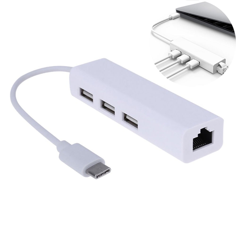 USB C to Adapter, 4in1 USBC to USB 3.0 Hub with Gigabit