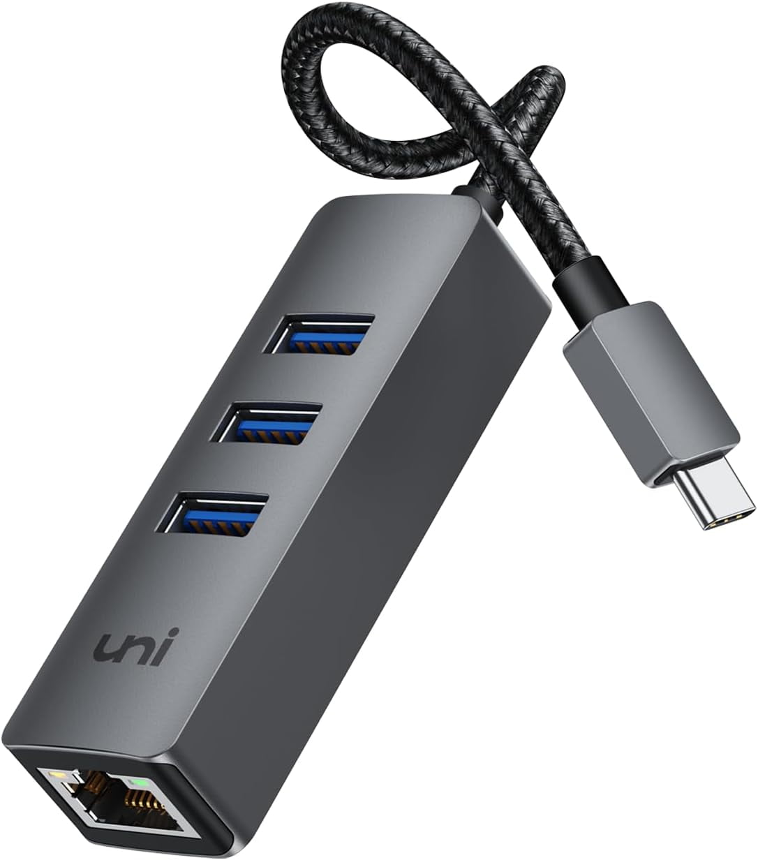 USB-C to Ethernet Adapter, USB C HUB Ethernet 1Gbps with USB 3.0 4IN1, [Thunderbolt 4/3 Compatible] USB C to Network Adapter for MacBook Pro/Air, iPad Pro, Surface Laptop, Chromebook, etc
