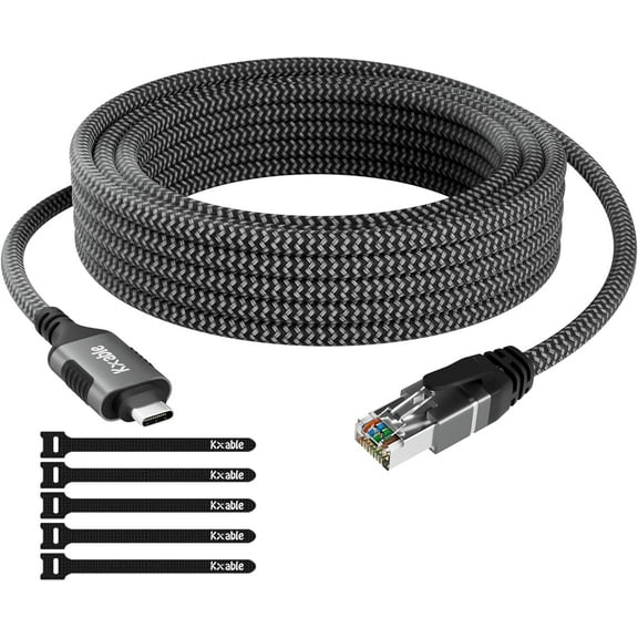 USB C to Ethernet Cable 10FT, Type C to RJ45 Cord, Gigabit Directly Connected, Thunderbolt 3/4 Compatible, for MacBook Pro/Air, iPad Pro, XPS, iPhone 17/16/15 Series, Galaxy S25, Laptop, Tablet, etc