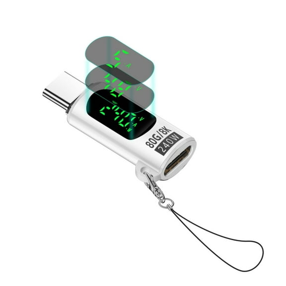 USB C Extension Adapter USB C Adapter with 80Gbps Data Transfer and Real Time Power Display Digital Display Charger