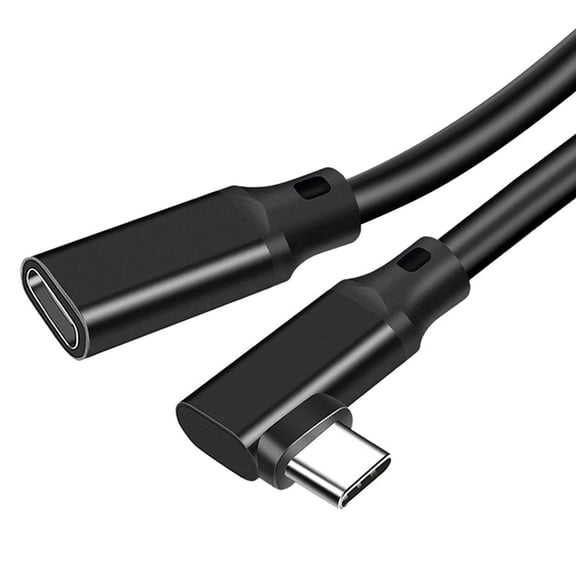 USB-C Extension Cable 90 Degree Elbow USB 3.2 Gen2, PD 100W, 20Gbps Data Transfer for Monitor Casting,VR 1M,1 x Extension Cable,Black