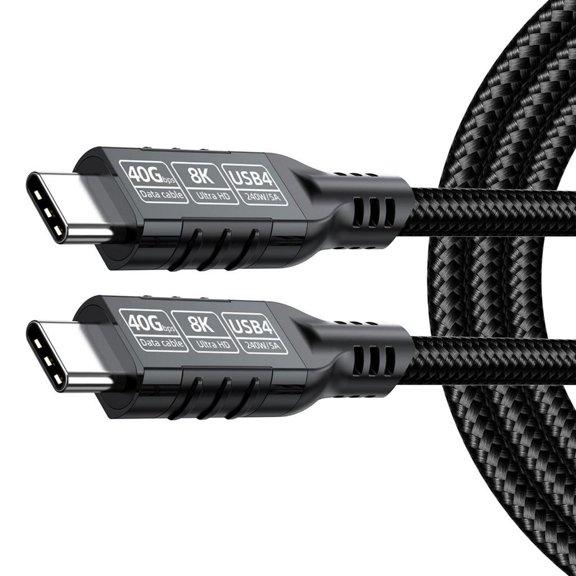 USB C Extension Cable Support 8K@60Hz Video 240W Charging 40Gbps Data Transfer Braided USB 4 Cable for Type C Devices